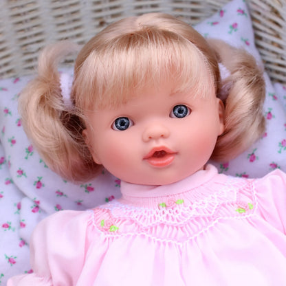 Rosalina Carly Blue Eye 10" Doll w/Pink Roselle Smocked Doll Dress