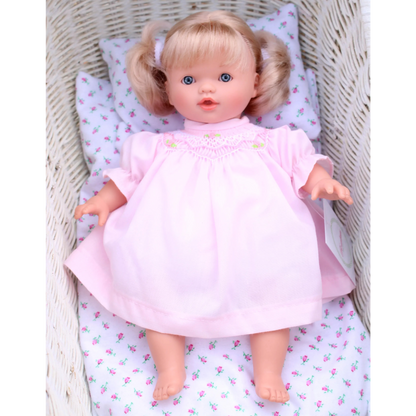 Rosalina Carly Blue Eye 10" Doll w/Pink Roselle Smocked Doll Dress