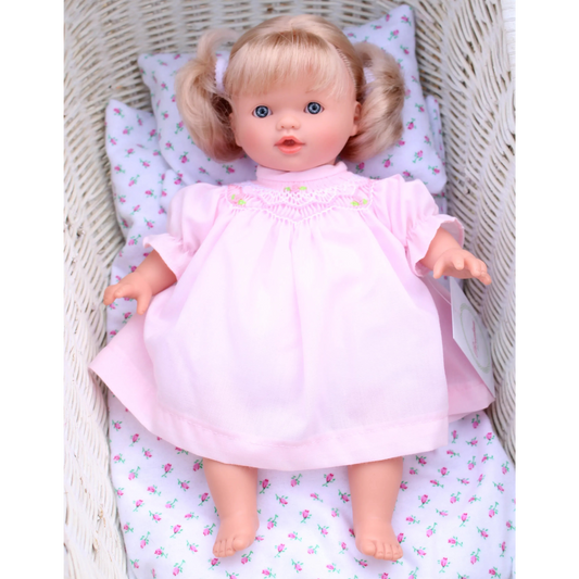 Rosalina Carly Blue Eye 10" Doll w/Pink Roselle Smocked Doll Dress