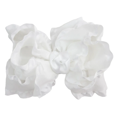 Medium Double Ruffle Bow On Pantyhose Headband