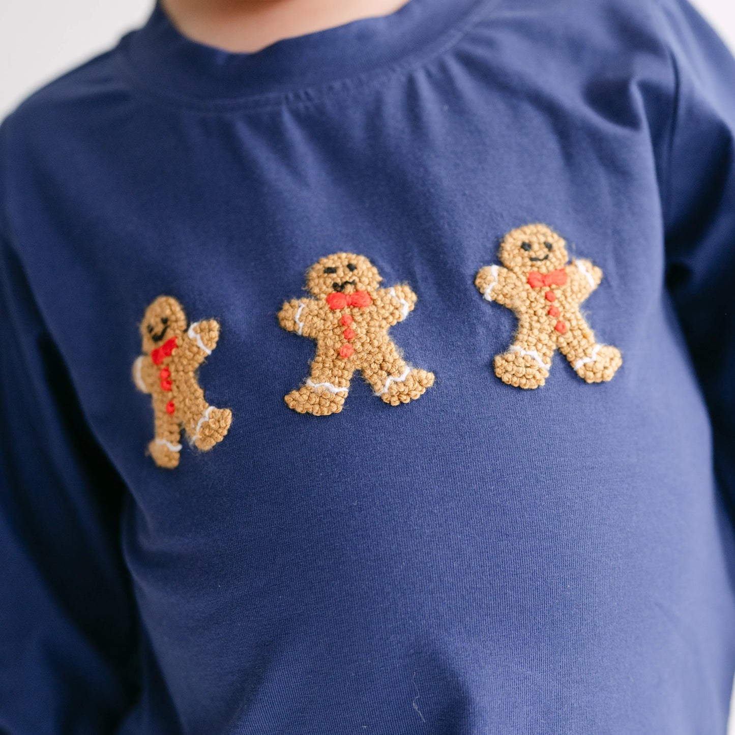Boys Navy French Knot Gingerbread Man Jogger Set