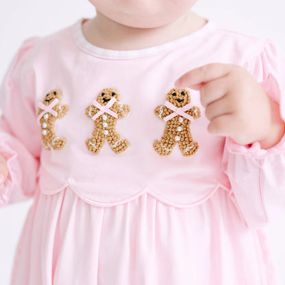 Girls Pink French Knot Gingerbread Girl Legging Set