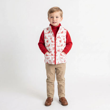 Boys Santa Toile Quilted Vest
