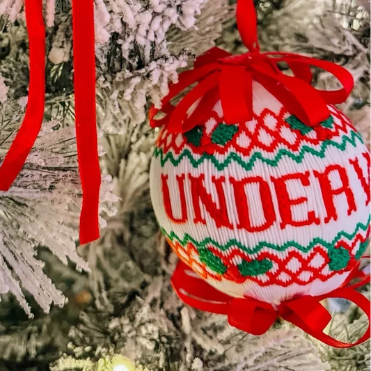 Red & Green Name Smocked Ornament