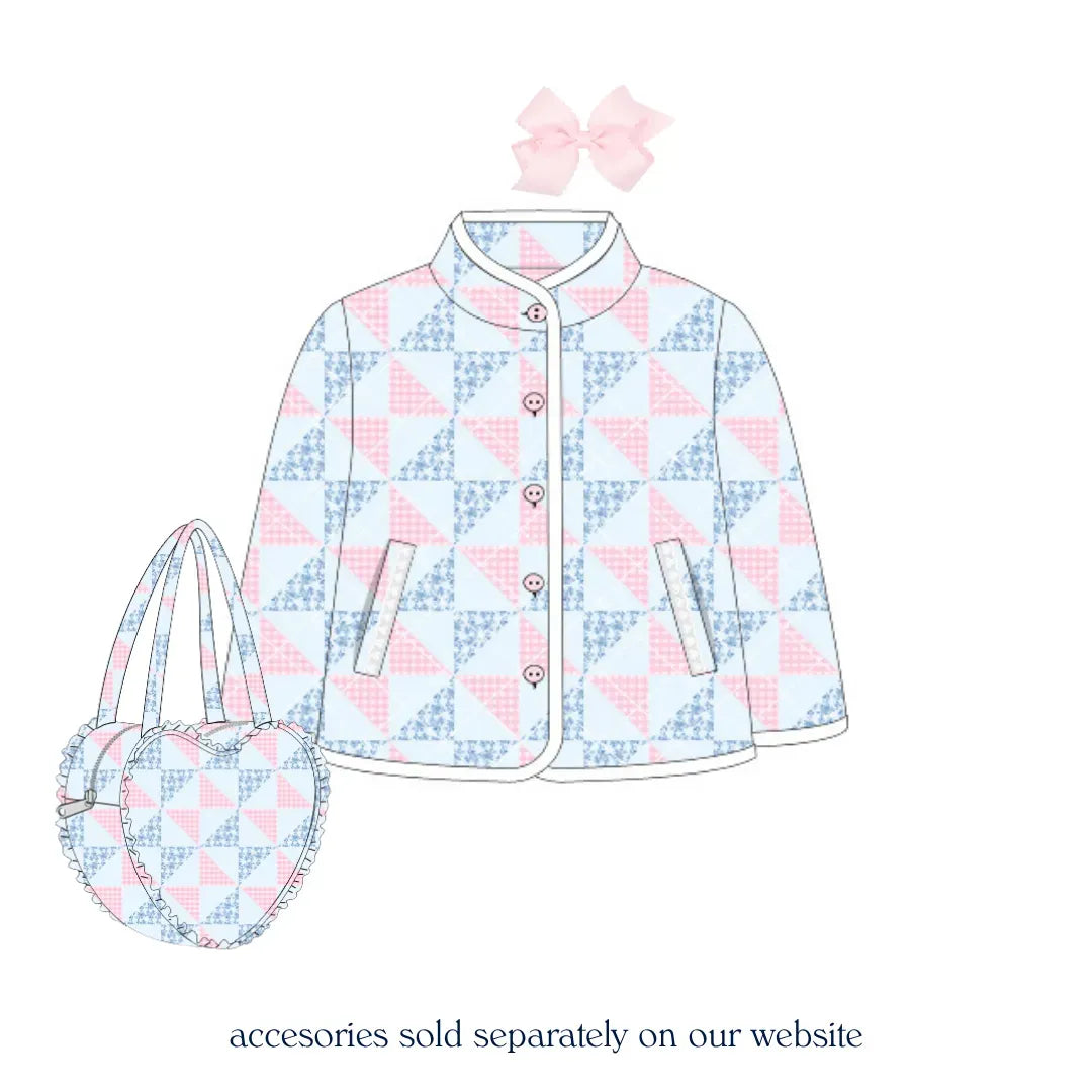 Pink & Blue Patchwork & Lace Quilted Jacket