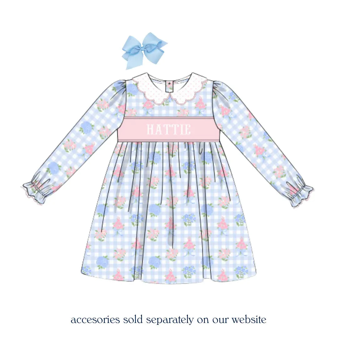 Fancy Floral Name Smocked Dress