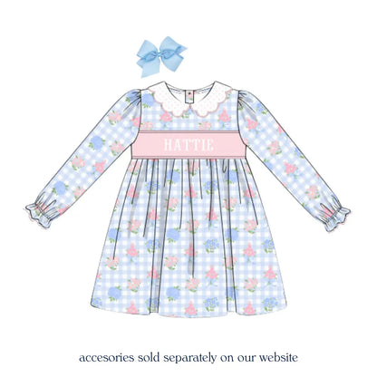 Fancy Floral Name Smocked Dress