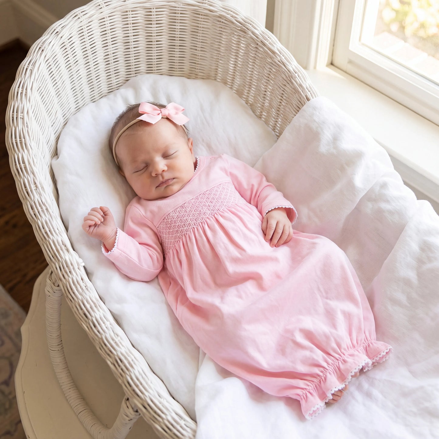Pink Smocked Day Gown