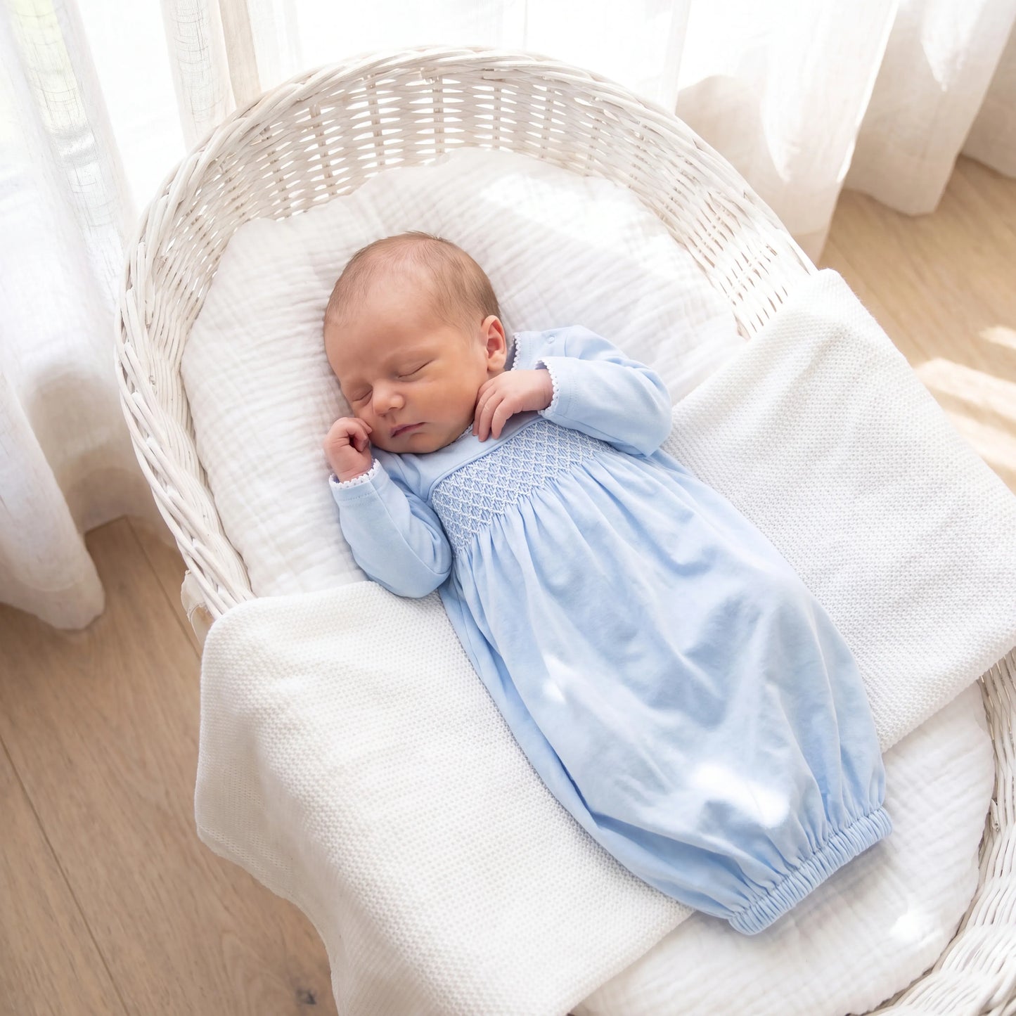 Blue Smocked Day Gown