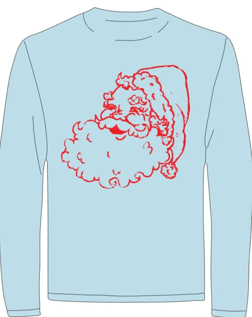 Light Blue Santa Long Sleeve T-Shirt