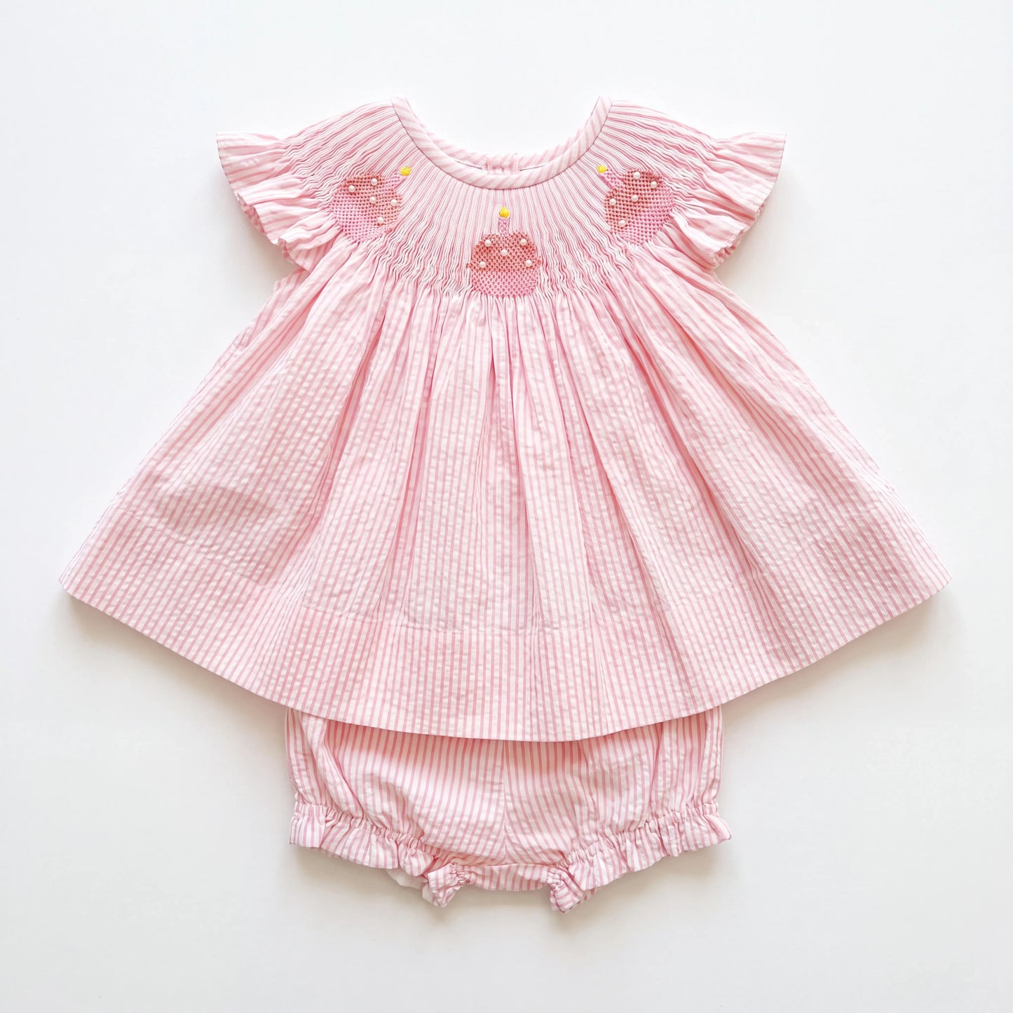Pink Striped Cupcakes Diaper Set