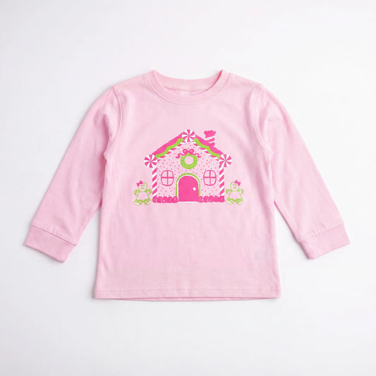 Pink Gingerbread House Long Sleeve T-Shirt