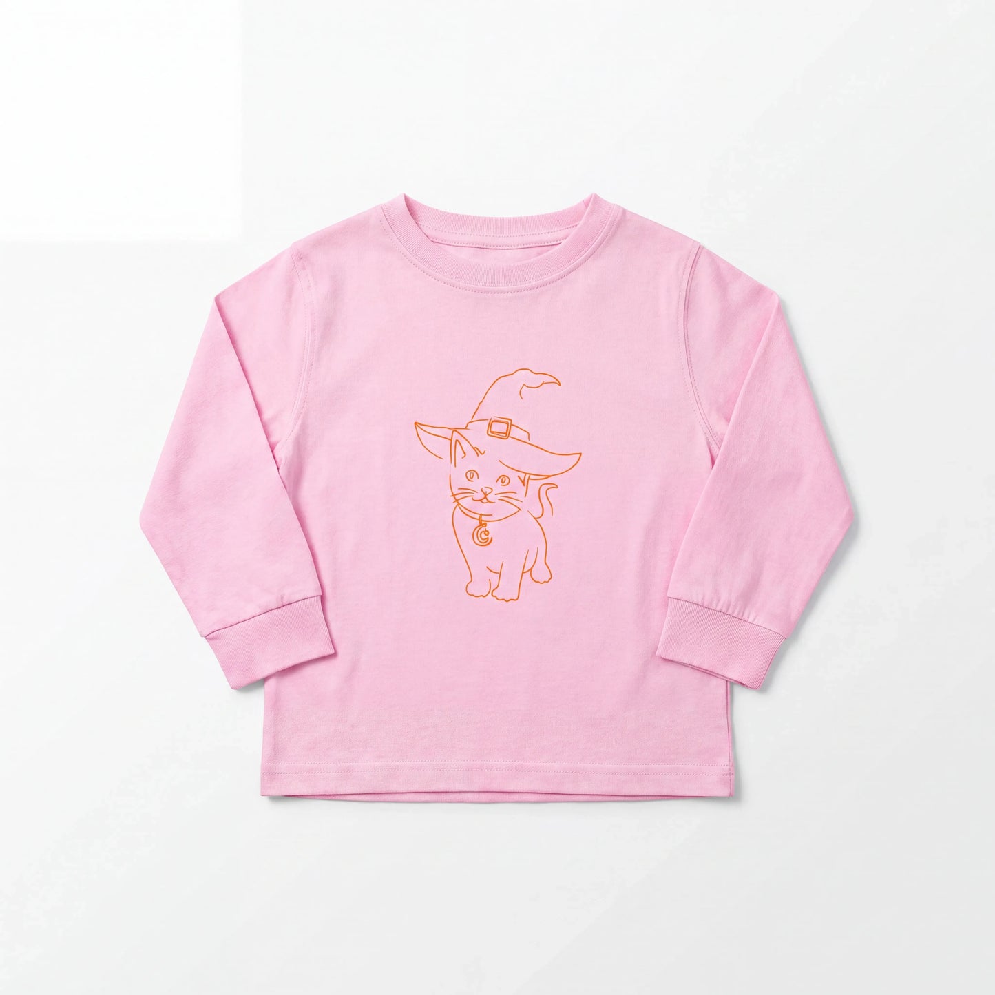 Pink Halloween Cat Long Sleeve T-Shirt