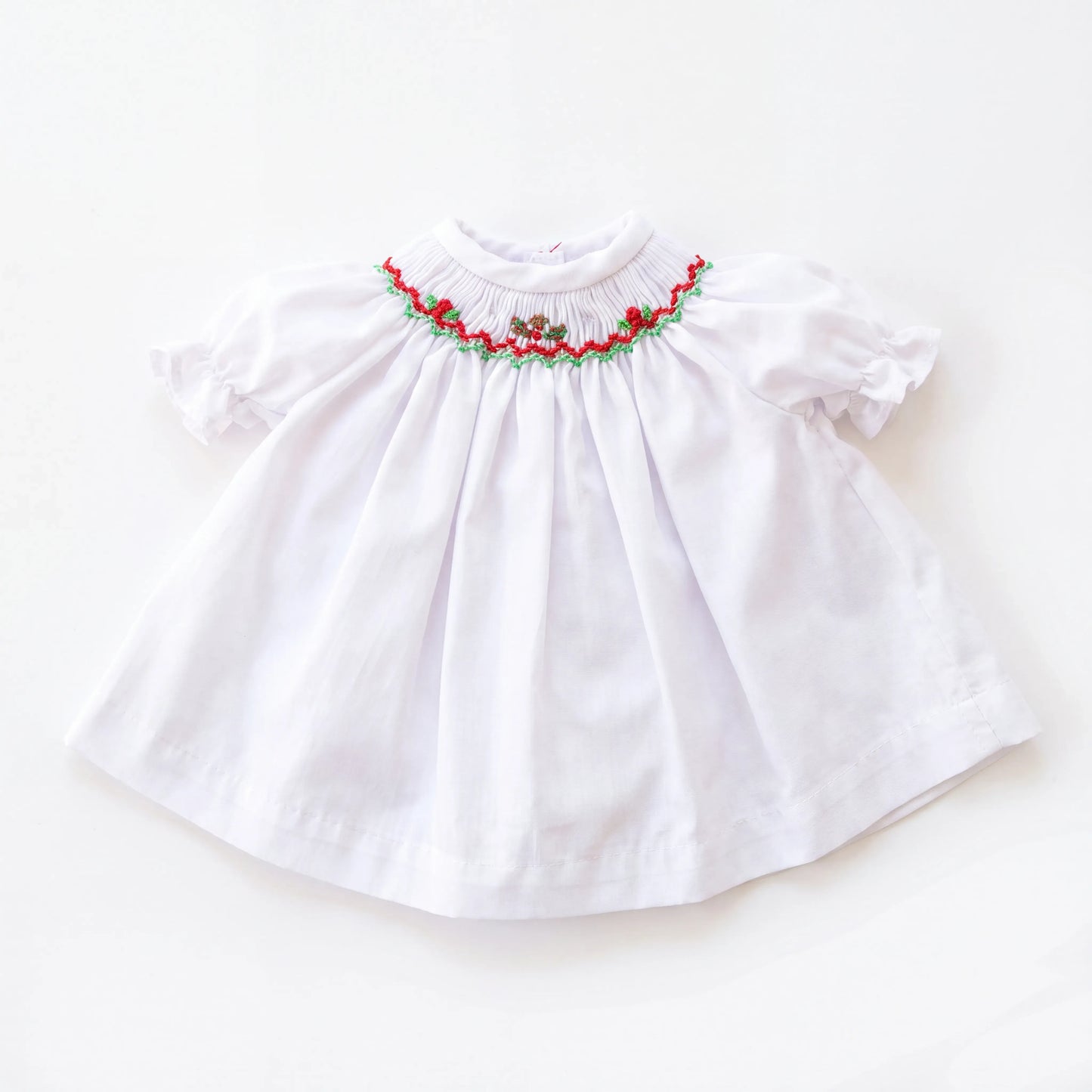 Rosalina White Smocked Holly 10" Doll Bishop Dress