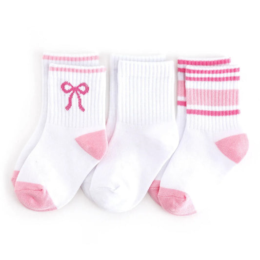 Girls Crew Socks 3-Pack - White/Pink