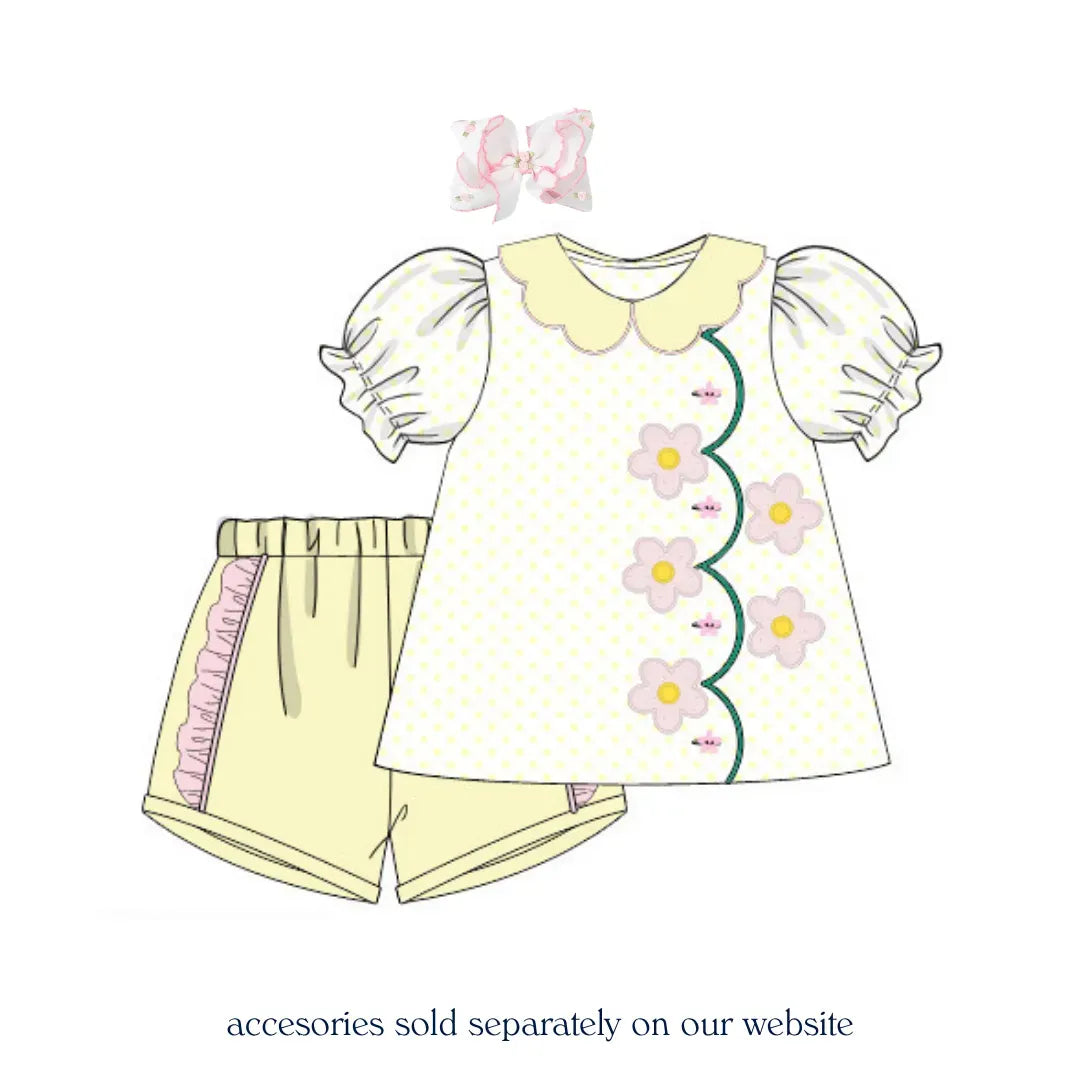 Pink & Yellow Flower Short Set