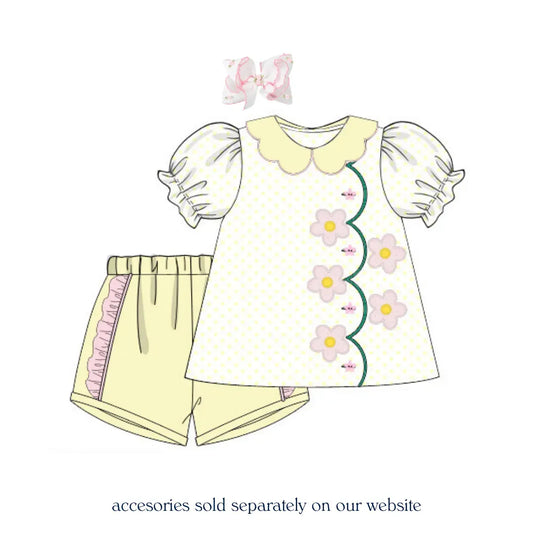 Pink & Yellow Flower Short Set