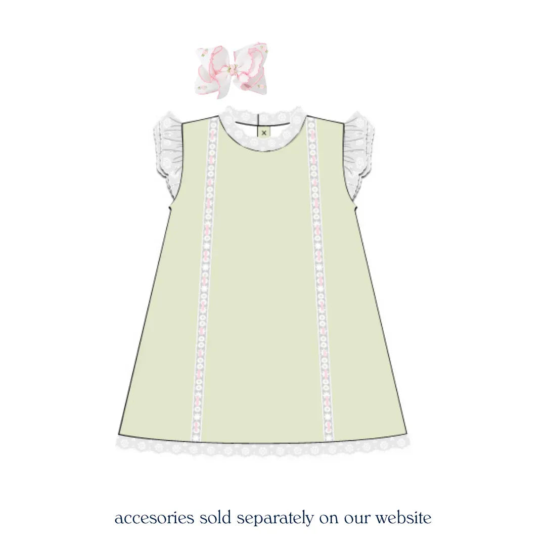 Green & Pink Ribbon Heirloom Dress