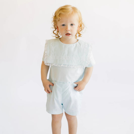 Robinson Heirloom Button On Shortall In Blue