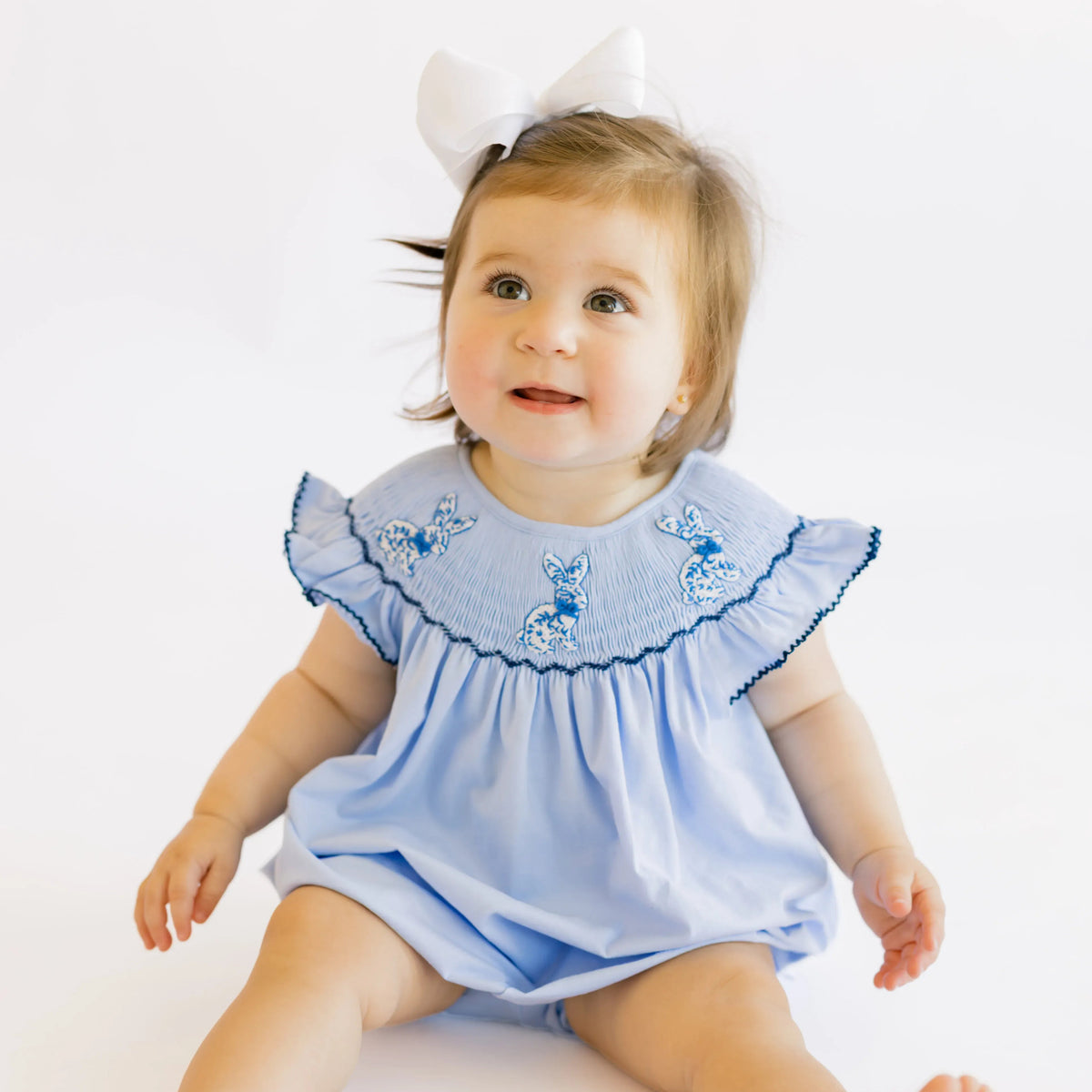 Smocked Chinoiserie Bunnies Bubble