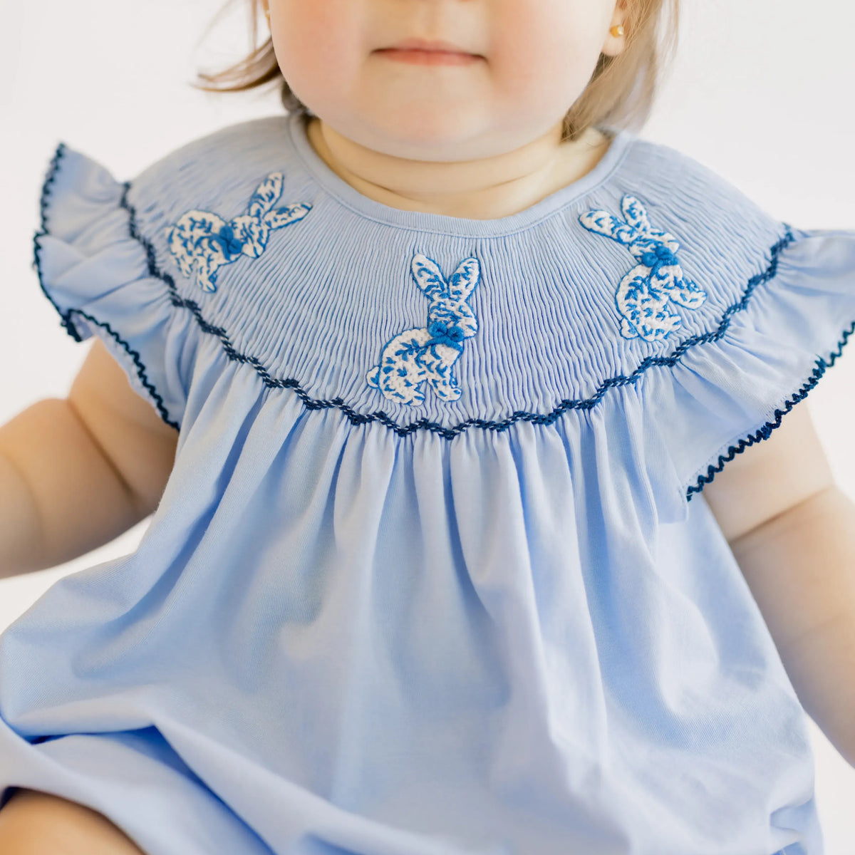 Smocked Chinoiserie Bunnies Bubble