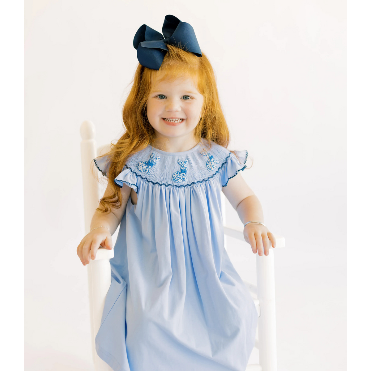 Smocked Chinoiserie Bunnies Dress