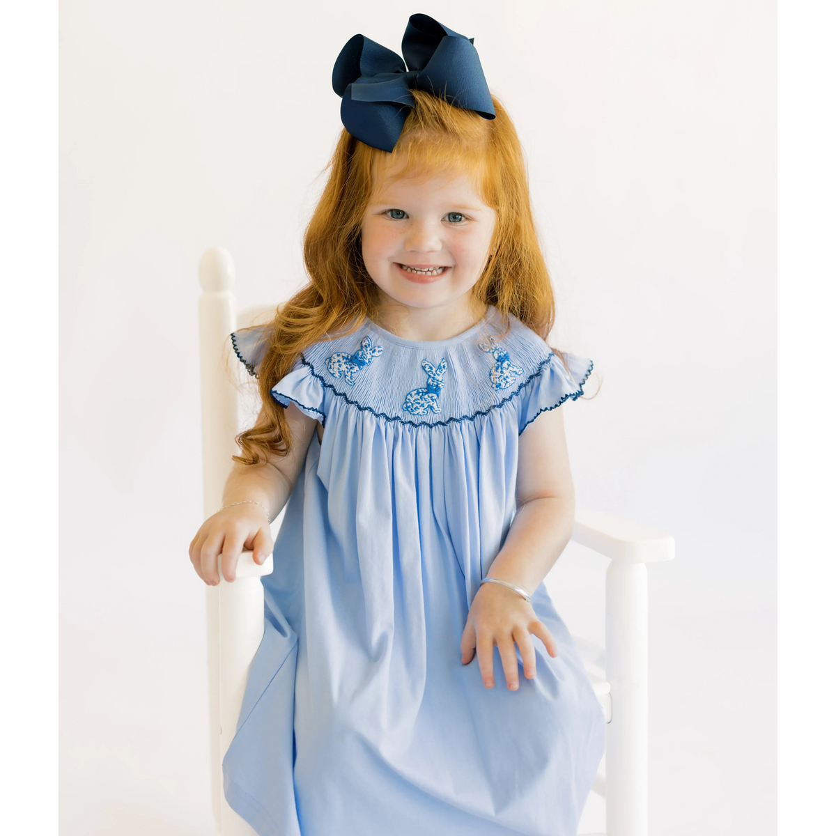 Smocked Chinoiserie Bunnies Dress
