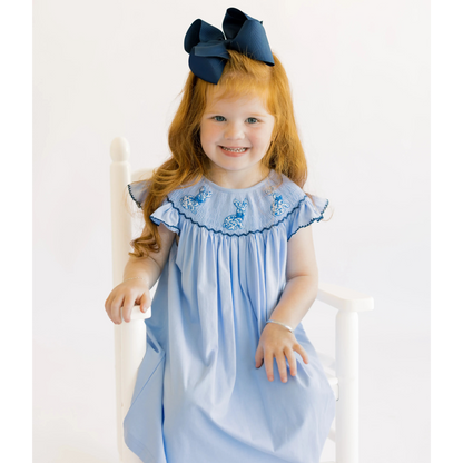 Smocked Chinoiserie Bunnies Dress