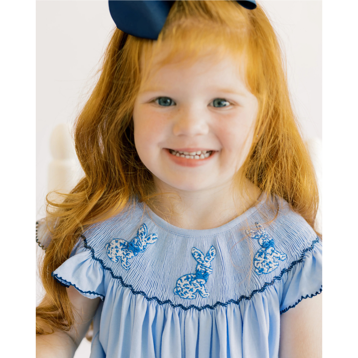 Smocked Chinoiserie Bunnies Dress
