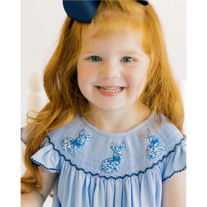 Smocked Chinoiserie Bunnies Dress