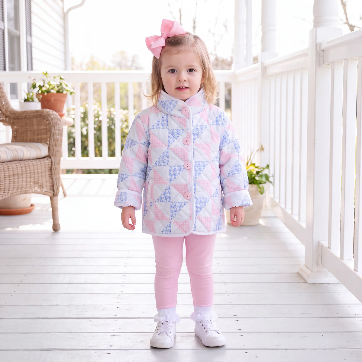 Pink & Blue Patchwork & Lace Quilted Jacket