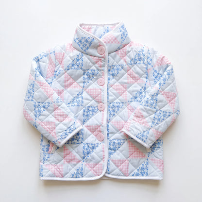 Pink & Blue Patchwork & Lace Quilted Jacket