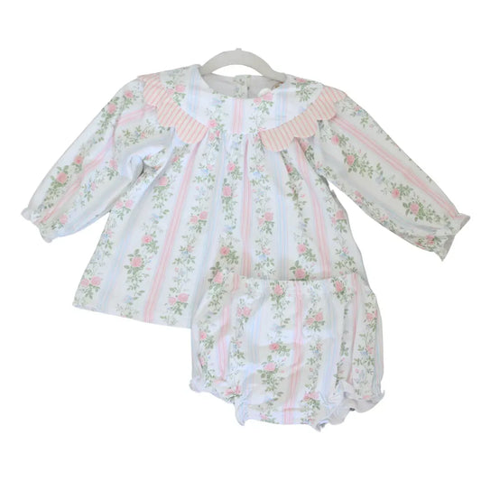 GLORIA FLORAL SCALLOP COLLAR DIAPER SET