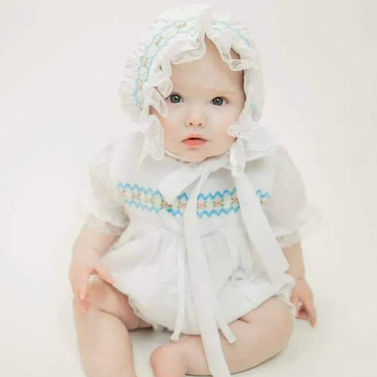 PEARLS & LACE SMOCKED BUBBLE