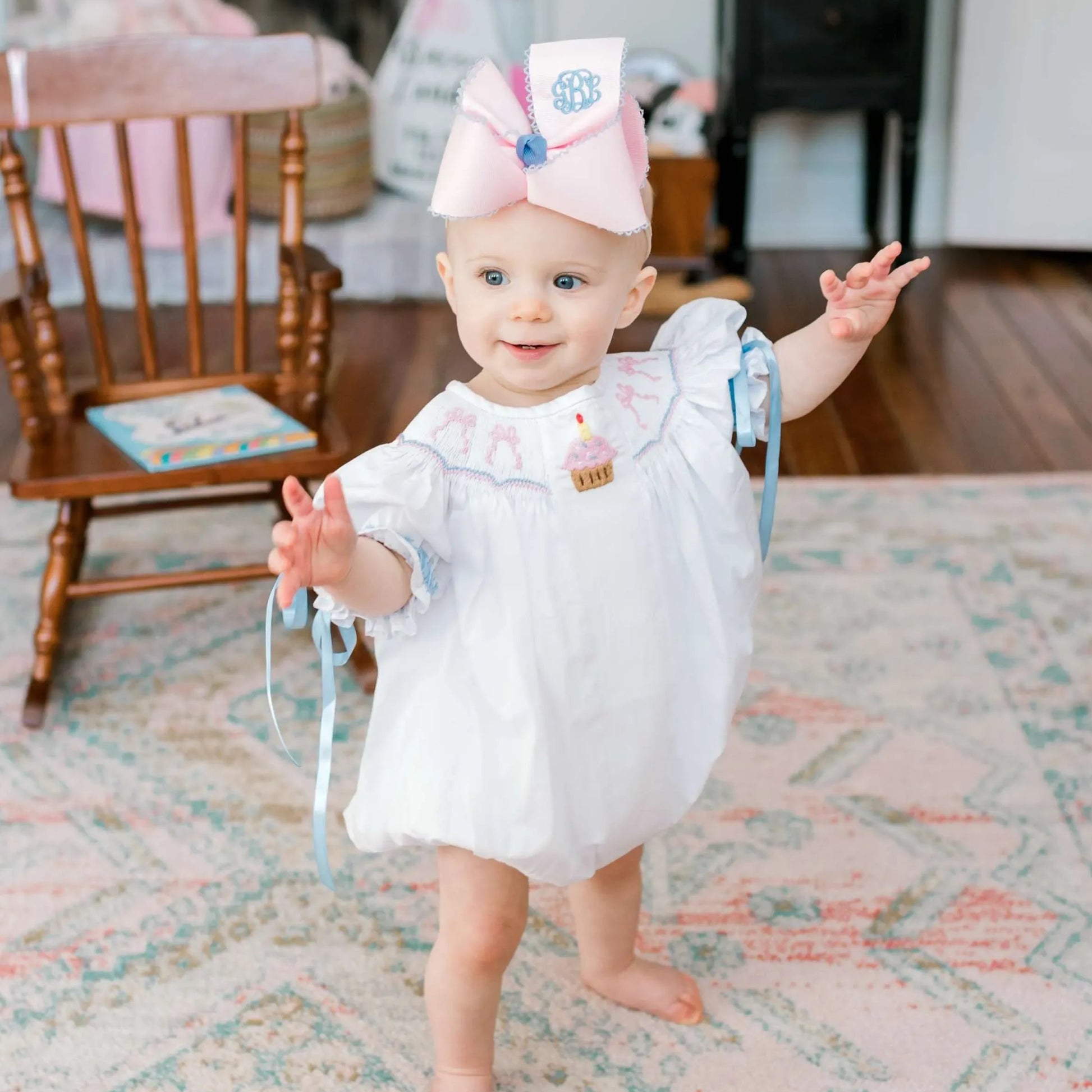 smocked birthday dress Bows 4T Wishing your Birthday Girl the biggest slice of happiness on her big day Pink Birthday Girl Smocked Bishop