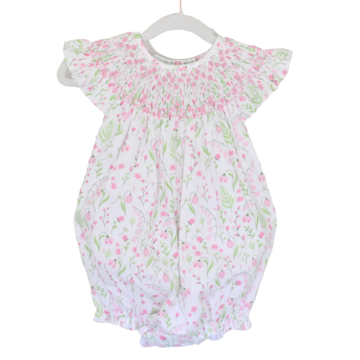 LILY FLORAL GEOMETRIC SMOCKED BUBBLE