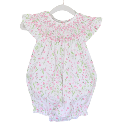 LILY FLORAL GEOMETRIC SMOCKED BUBBLE