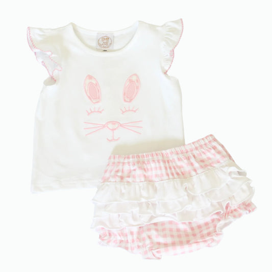 GIRLS BUNNY FACE DIAPER SET