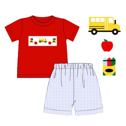 BOYS SMOCKED BACK TO SCHOOL SHORT SET