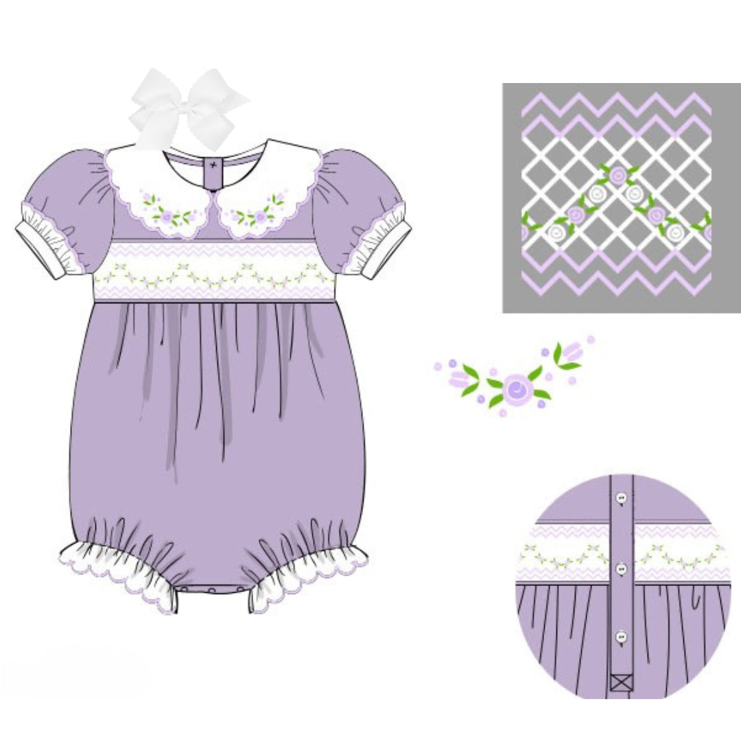 PIPPY PURPLE SMOCKED BUBBLE