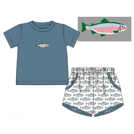 FRENCH KNOT TROUT SHORT SET