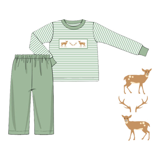 SMOCKED DEER BOYS PANT SET