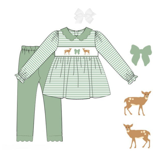 SMOCKED DEER LEGGING SET