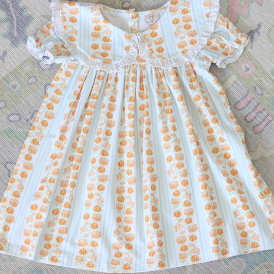 BLUE WATERCOLOR PUMPKINS DRESS