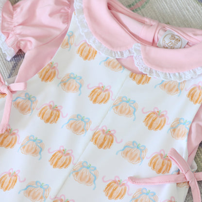 BOW PUMPKINS DRESS & PINK EYELET TOP