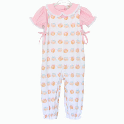 BOW PUMPKINS JUMPER & PINK EYELET TOP