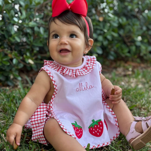 STRAWBERRY WINDOWPANE APRON SET