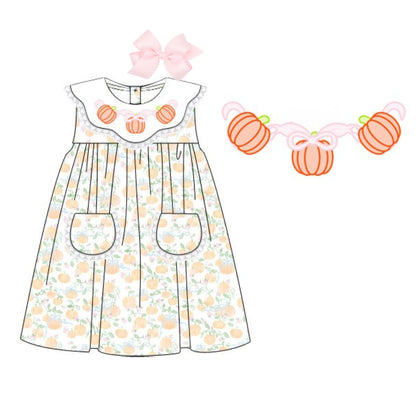 SHADOW EMBROIDERY PUMPKIN BOWS DRESS