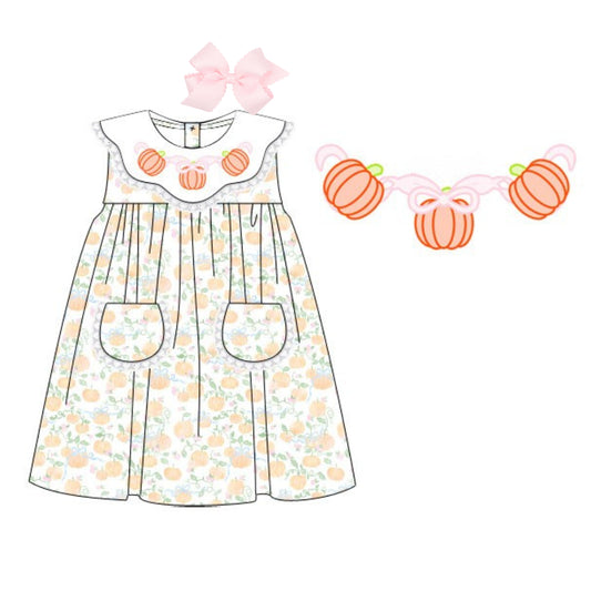 SHADOW EMBROIDERY PUMPKIN BOWS DRESS