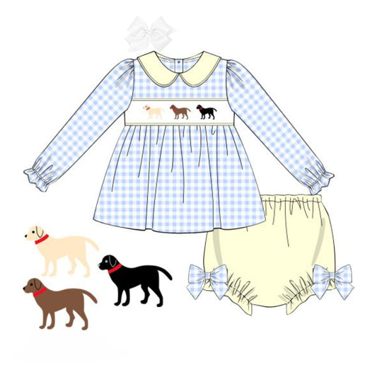 SMOCKED DOGGIES DIAPER SET